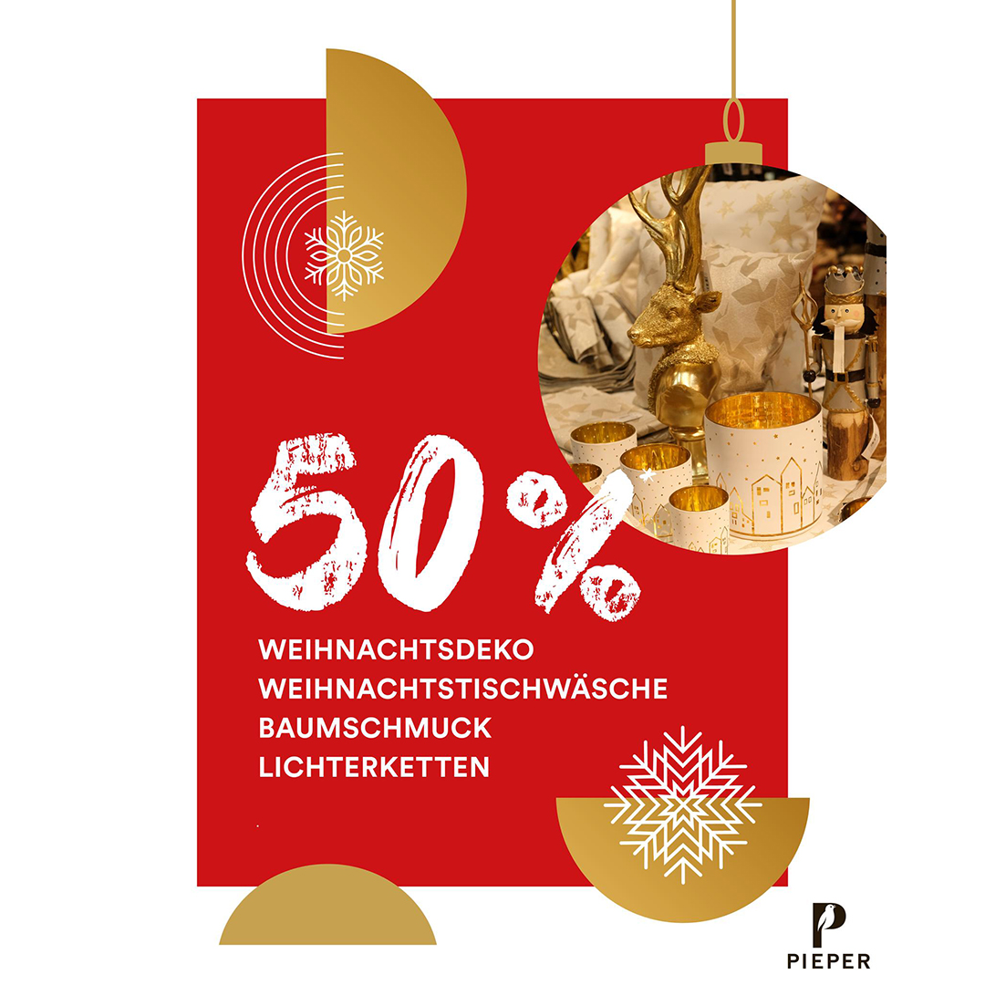 50% auf Weihnachtsdeko